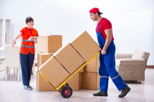 Professional movers doing home relocation